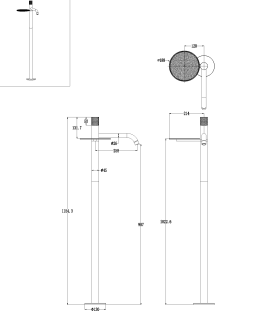 Напольный смеситель для раковины Boheme Stick Linea 120-GM.3 оружейная сталь